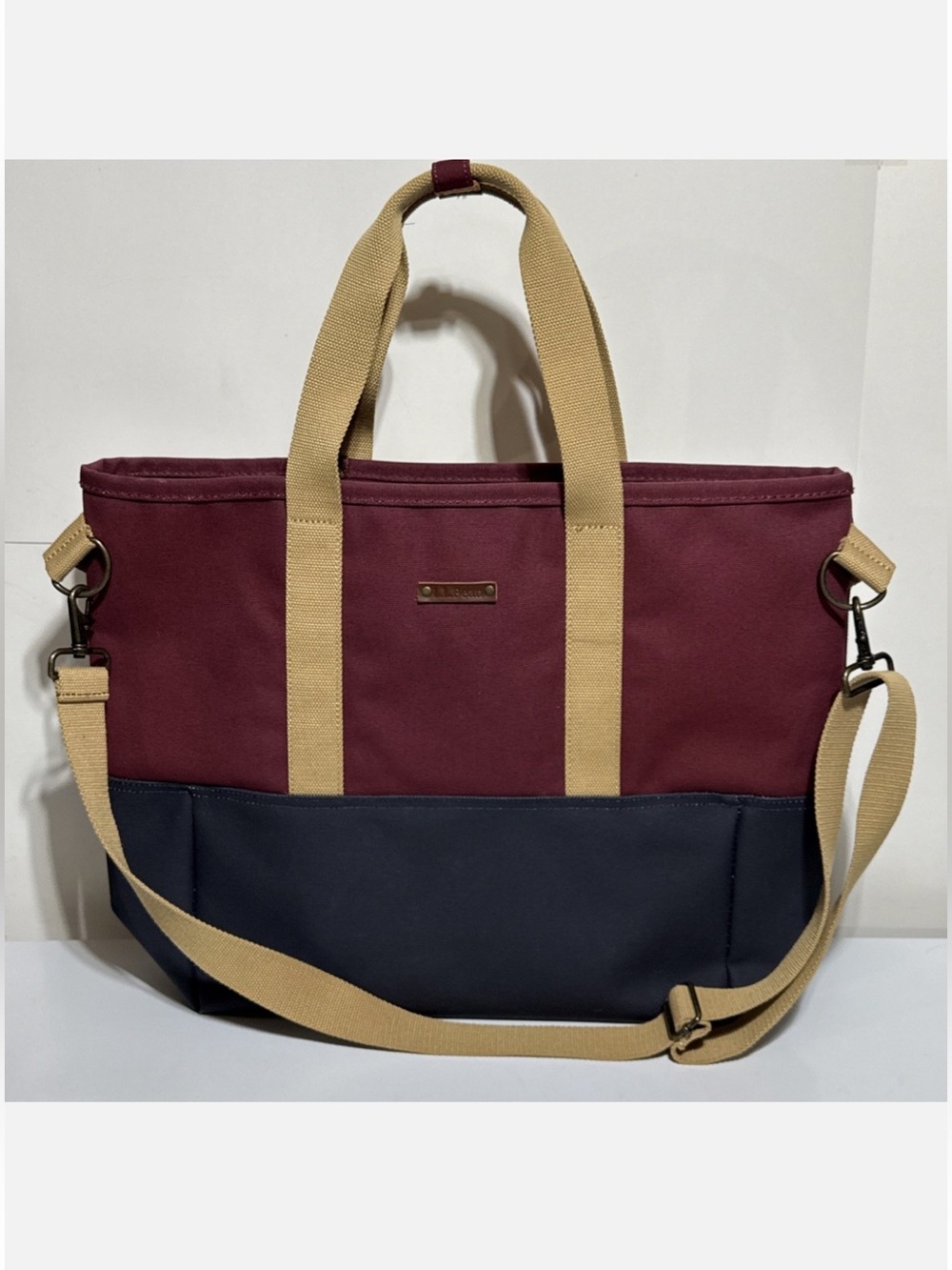 L.L. Bean Boat & Tote Canvas Tote Bag Red & Black 2000s Y2K